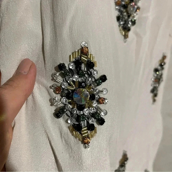 Artelier Nicole Miller Women size S 100% silk beaded Tank top - Picture 3 of 11